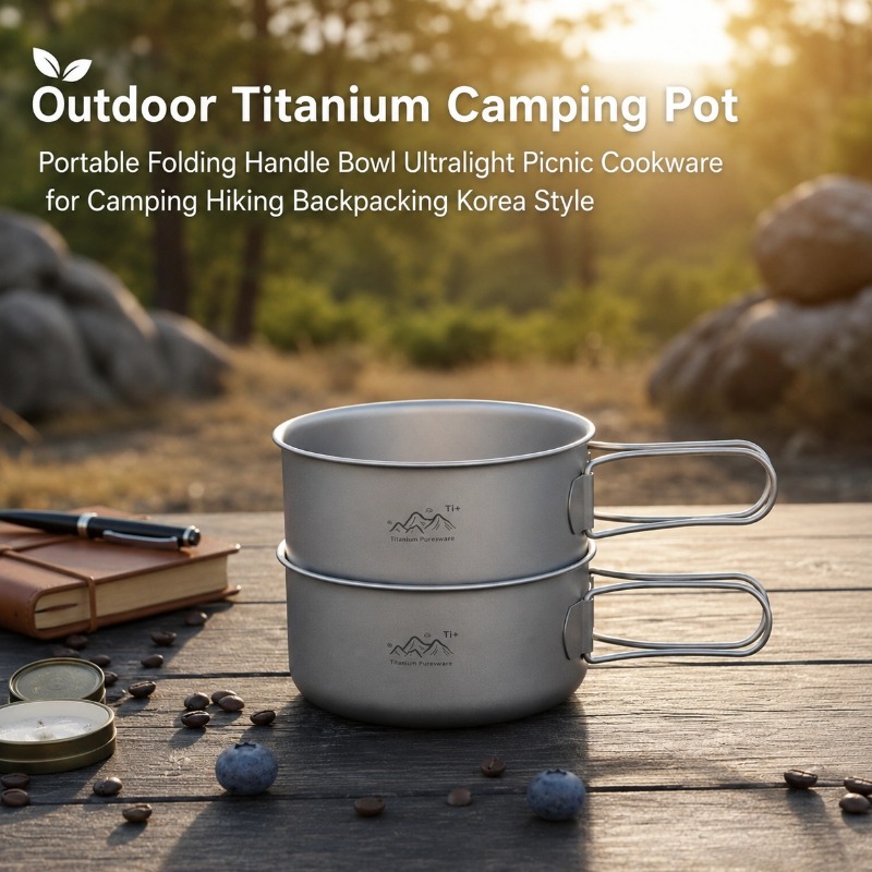 Outdoor Camping Korea - Outdoor Titanium Camping Pot Portable Folding