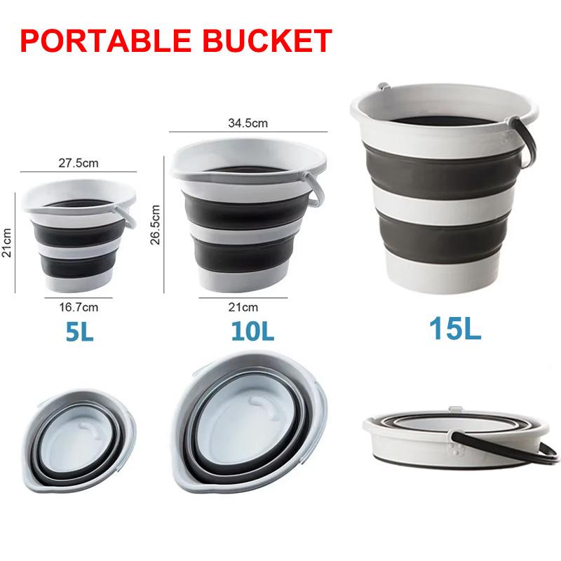 Outdoor Camping Bin - Collapsible Bucket 5L-15L Stripe Pattern Storage