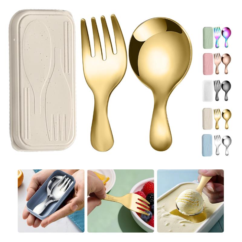 Outdoor Camping Cooking Set - Stainless Steel Tableware Set Spoon Fork