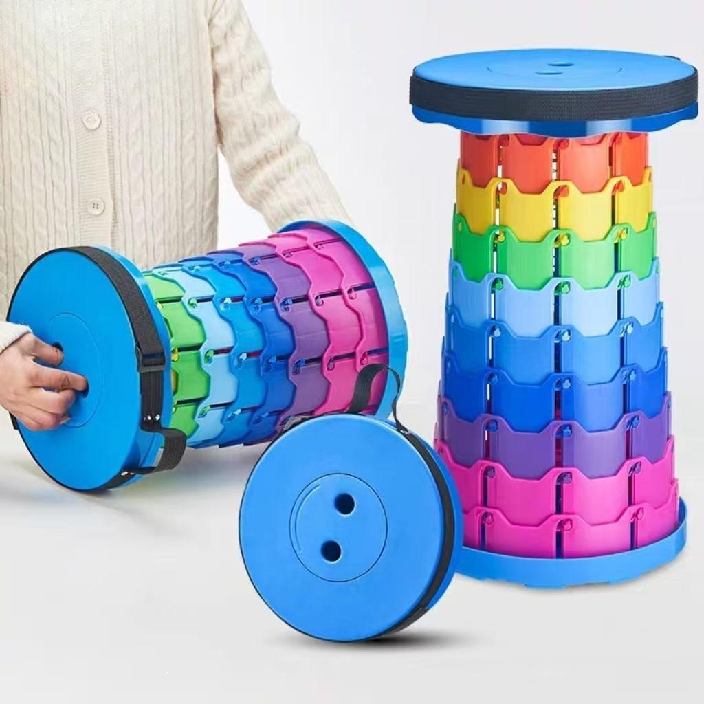 Folding Chair - Rainbow Telescopic Camping Stool Portable Thickened