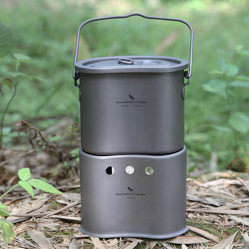 Outdoor Camping Wood Stove - Boundless Voyage Titanium Cookware Set Outdoor