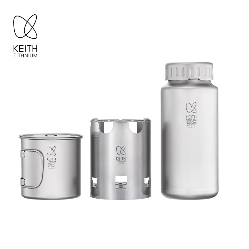 Outdoor Camping Wood Stove - KEITH Pure Titanium Nesting Camping Set