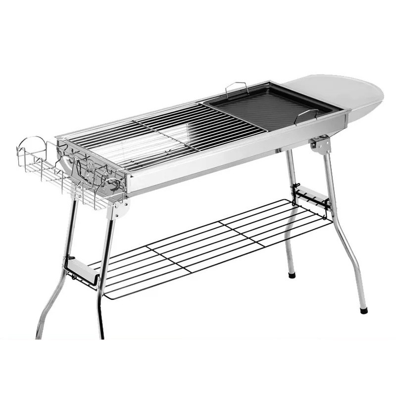 Outdoor Camping Cooking Set - Large Folding Charcoal Barbecue Grill Outdoor