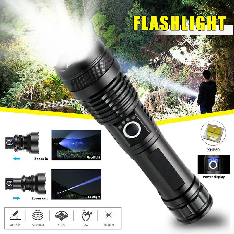 Outdoor Camping Lampe - High Power XHP70 Led Flashlight USB-C