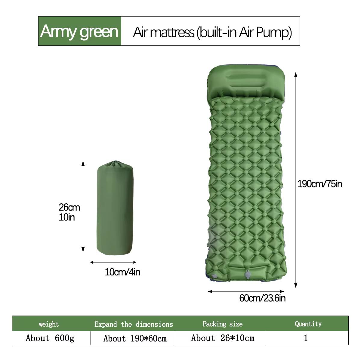 190*60cm Outdoor Camping Infla - Outdoor Camping review and price