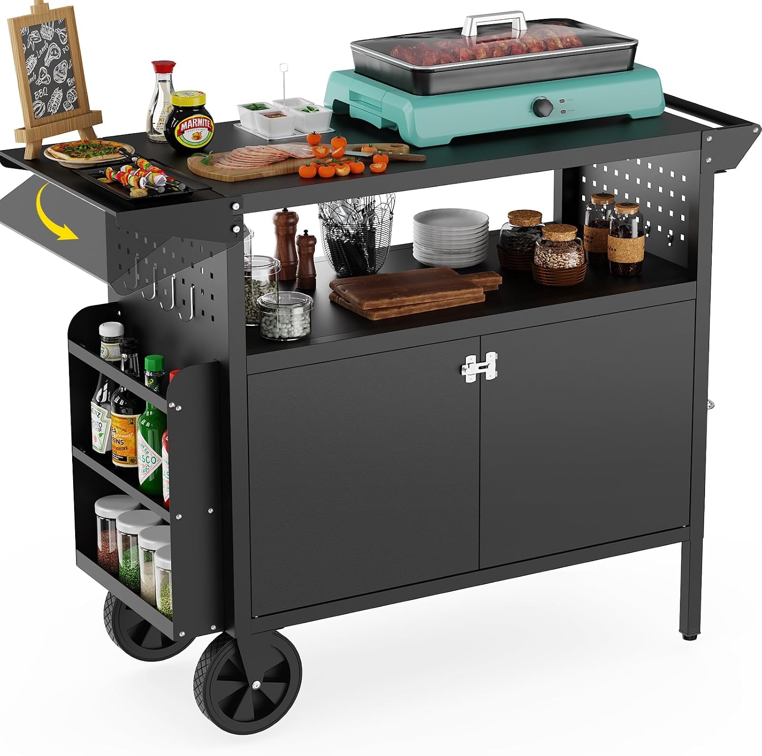 Outdoor Grill Cart Table With  - Outdoor Camping Table With Storage review and price