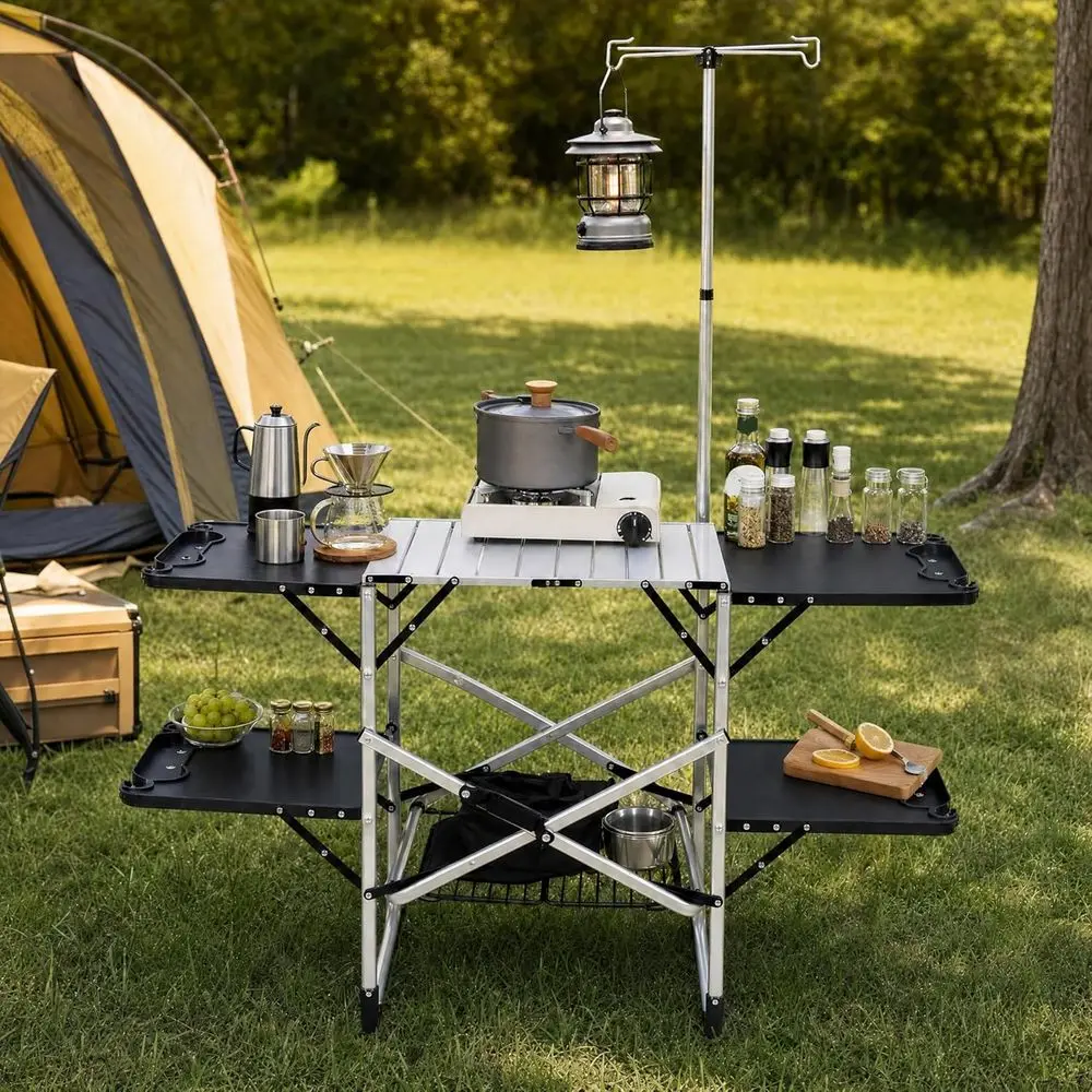 Portable Outdoor Kitchen Table - Outdoor Camping Table With Storage review and price