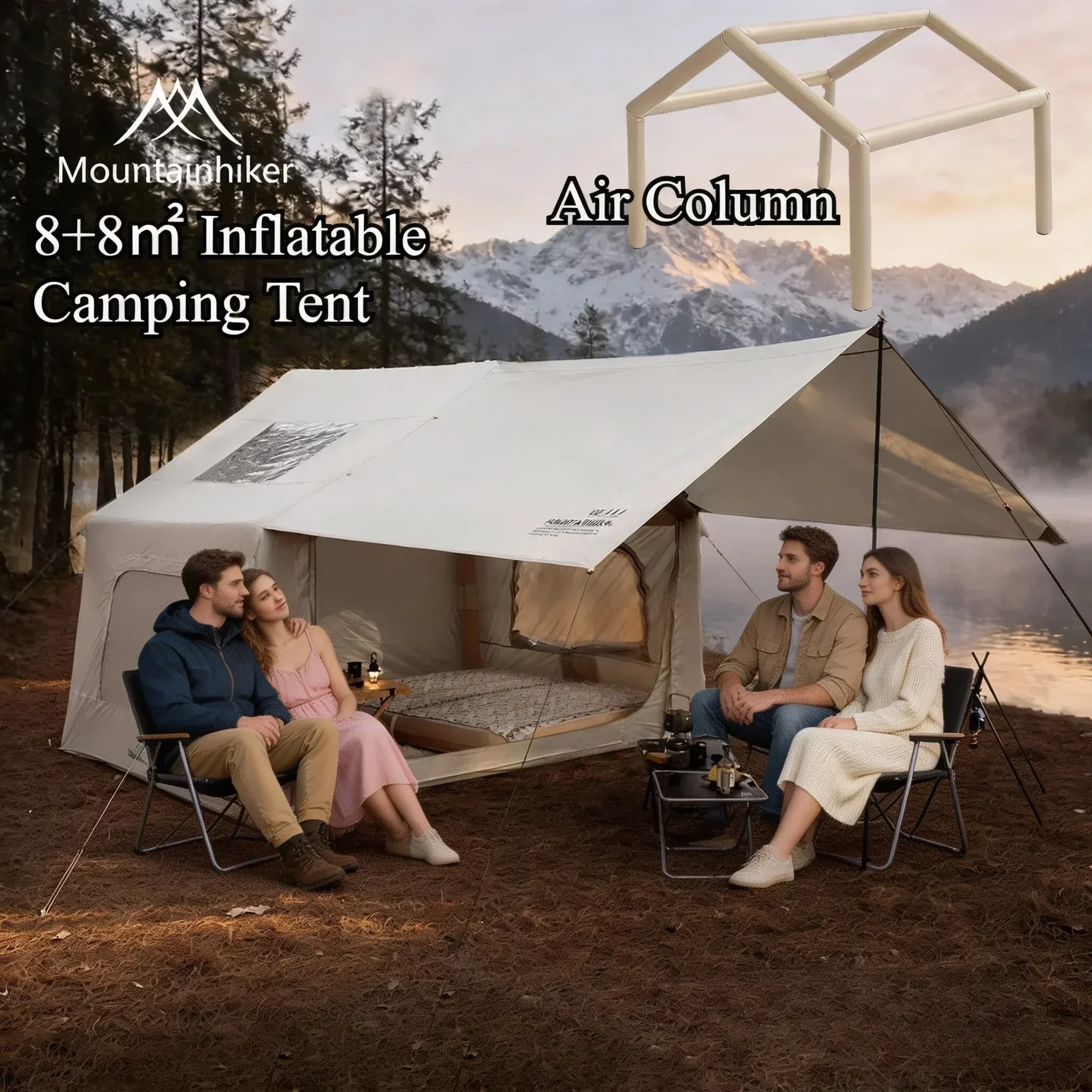 8+8㎡ MOUNTAINHIKER Inflatable  - Outdoor Inflatable Camping Tent With Air Pump review and price