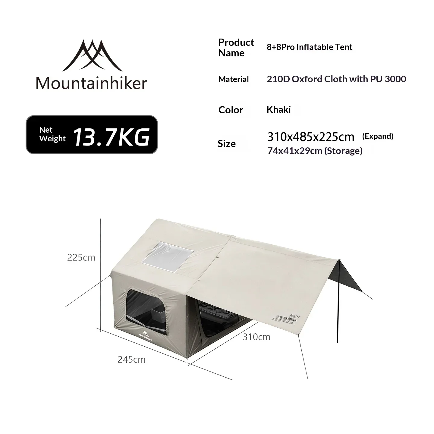 8+8㎡ MOUNTAINHIKER Inflatable  - Outdoor Inflatable Camping Tent With Air Pump review and price