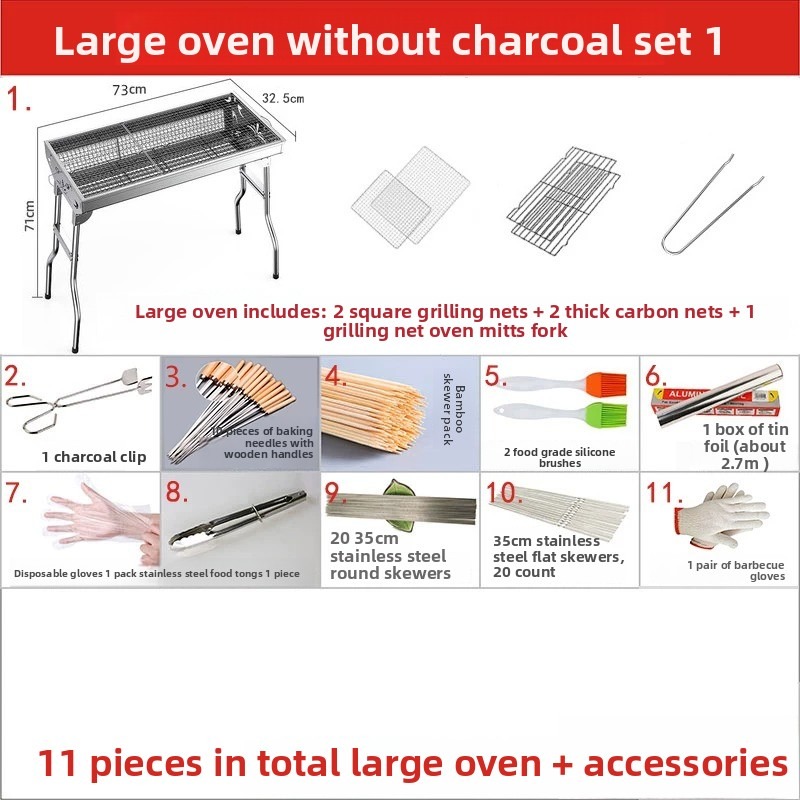 Large Folding Charcoal Barbecu - Outdoor Camping Cooking Set review and price