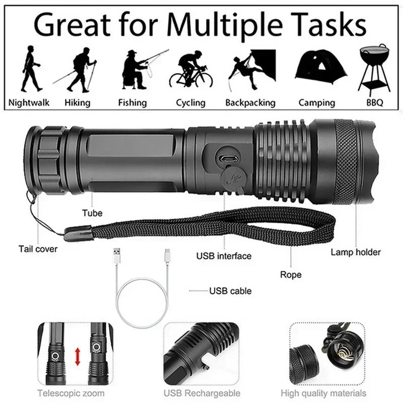 High Power XHP70 Led Flashligh - Outdoor Camping Lampe review and price