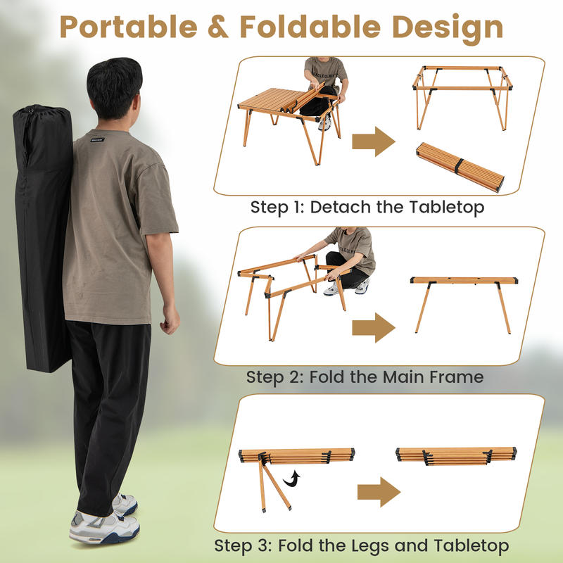 Single Folding Picnic Table 93 - Outdoor Camping Table With Storage review and price